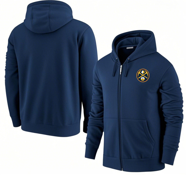 Men's Navy Denver Nuggets Primary Logo Full-Zip Hoodie